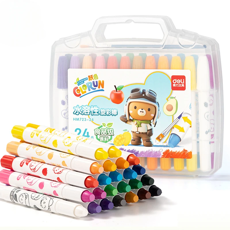 12/24/36/48 Color Food Grade Water-soluble Spinning Color Stick Watercolor Painting Graffiti Crayons for Kids School Stationery