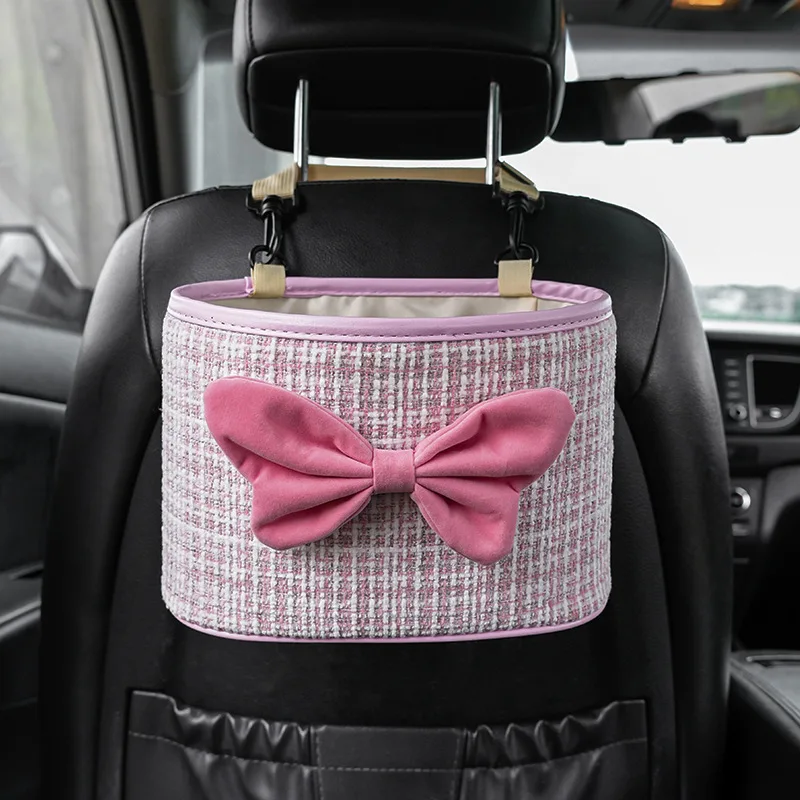 

Car Organizer Cartoon Cute Seat Back Storage Bag Hanging Trash Can Universal Backseat Bucket Organizer Women's Auto Interior