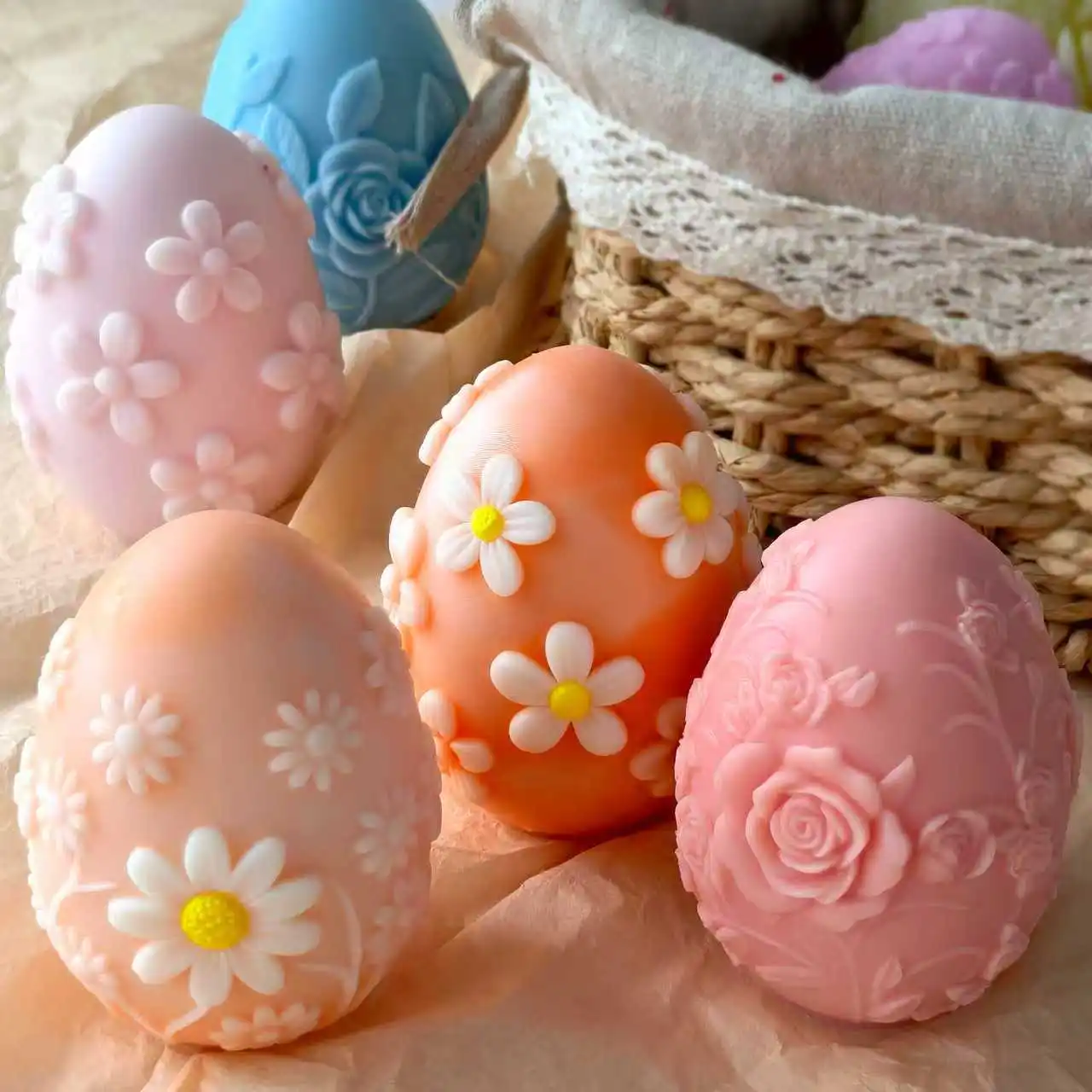 Floral Relief Easter Egg Mold 2