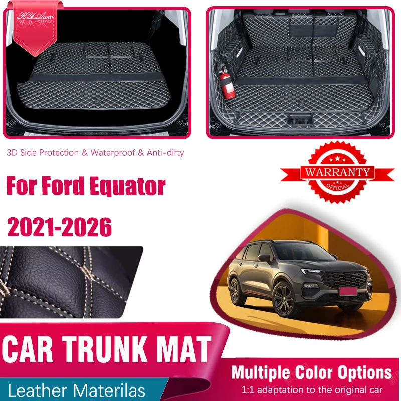 

Car Rear Trunk Mats For Ford Equator CX756 2021~2026 5/6/7SEAT Anti-dirty Storage Pad Leather Cargo Inner Cover Auto Accessories