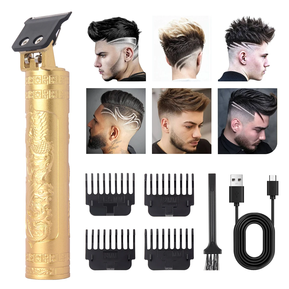 T9 Electric Hair Clipper Oil Shaving Head Electric Pusher Carving Electric Shaver Rechargeble Hair Trimmer for Men Care