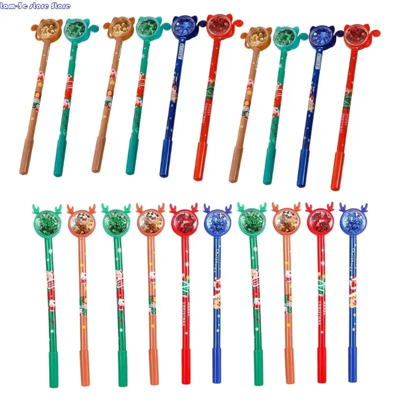 

D0UA 10Pieces Christmas Gel Pen for Writing Journaling Sequins Gel Inks Pen 0.5MM