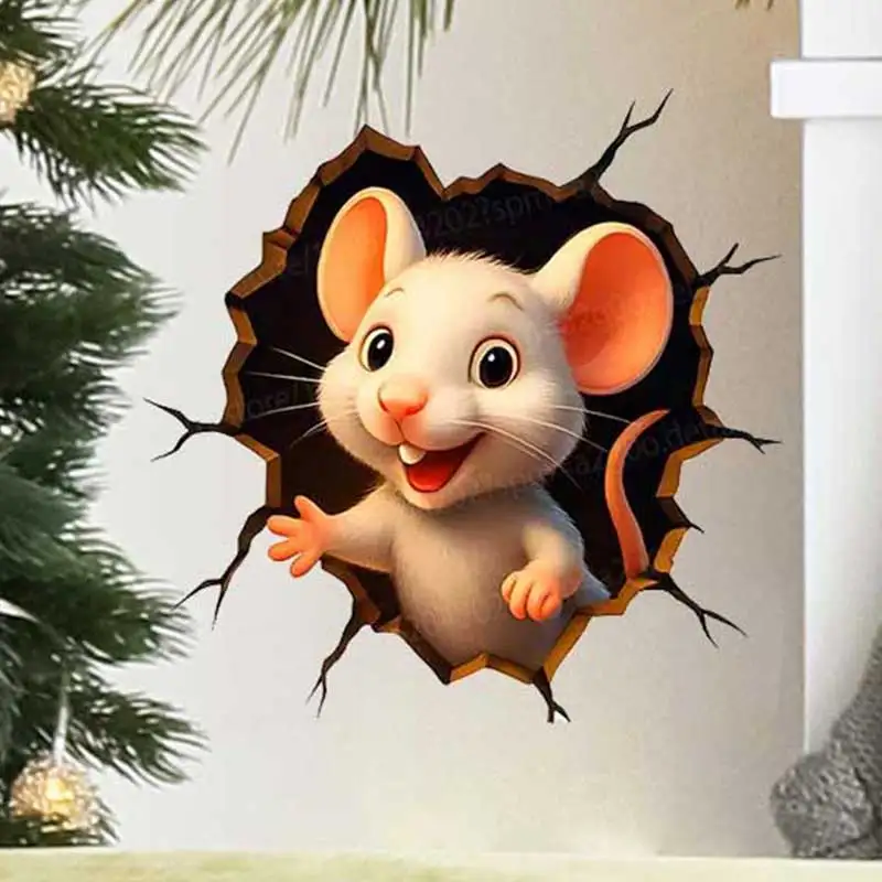 

Cute Mouse Hole Wall Stickers Movable Funny Mouse Decals for Kids Bedroom Living Room Home Decoration Murals AA157