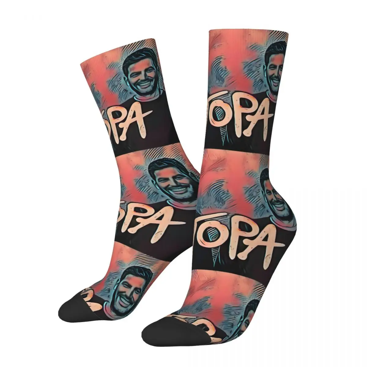 ESTOPA-Meias de Compressão Vintage para Homens, Hip Hop, Crazy Band, Unisex, Harajuku, Impresso Sem Costura, Novidade Engraçada, Happy Crew Sock