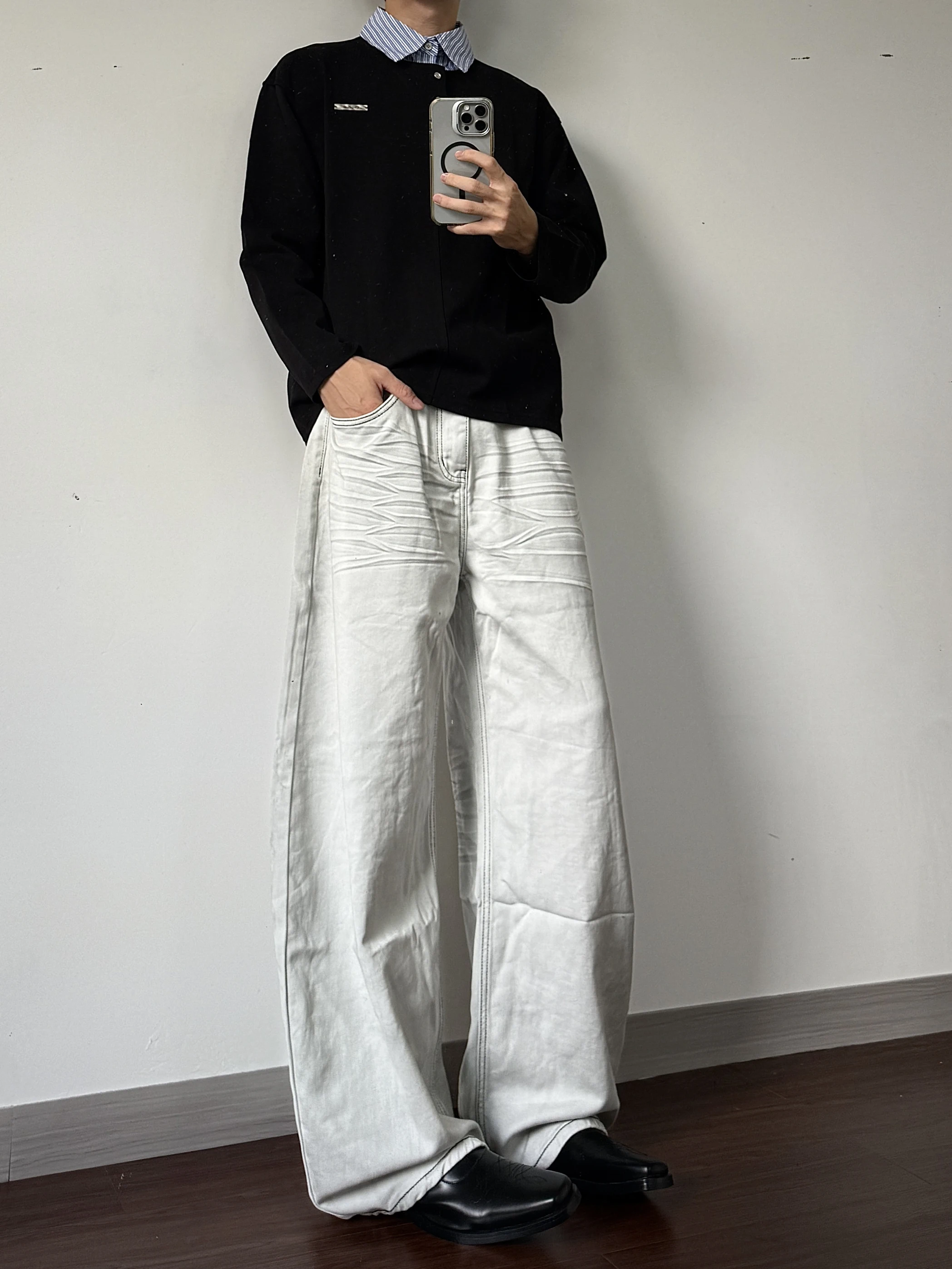 

Мужские джинсы American Sle Vintage Ripped Wa, модные свободные прямые длинные брюки, повседневные цветные повседневные прямые брюки-ножи