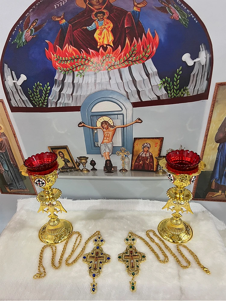 HTISOK Orthodoxes Brustkreuz Jesus-Kruzifix Kreuzgoldanhänger Kreuzkette Religiöser Schmuck крест кулон – Detail 1