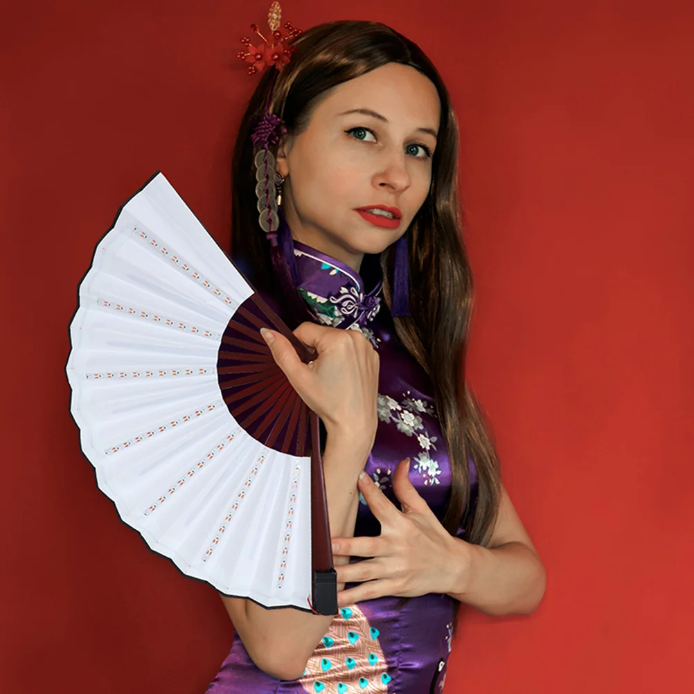 

Hand Held Fan Luminous Rave Led Dance Fold Light Fans White Handheld Folding Man