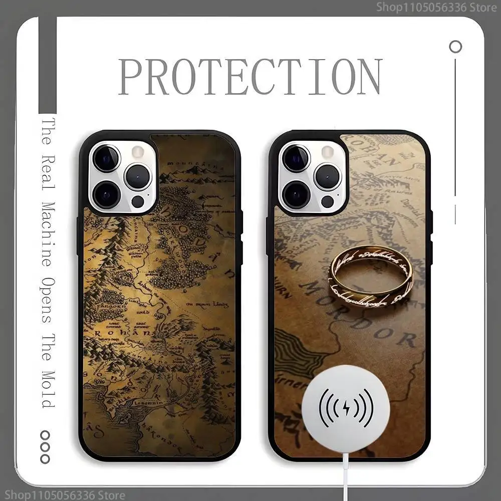 

The Lord of the R-Rings Map Phone Case For Magnetic Wireless Charge Cover For iphone 16 15 14 13 12 11 Pro Max Plus Coque