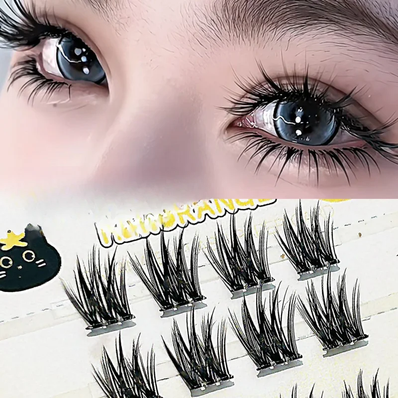 

High Quality HERORANGE Glue-free portable travel size Natural single-cluster thin-stemmed artificial eyelashes