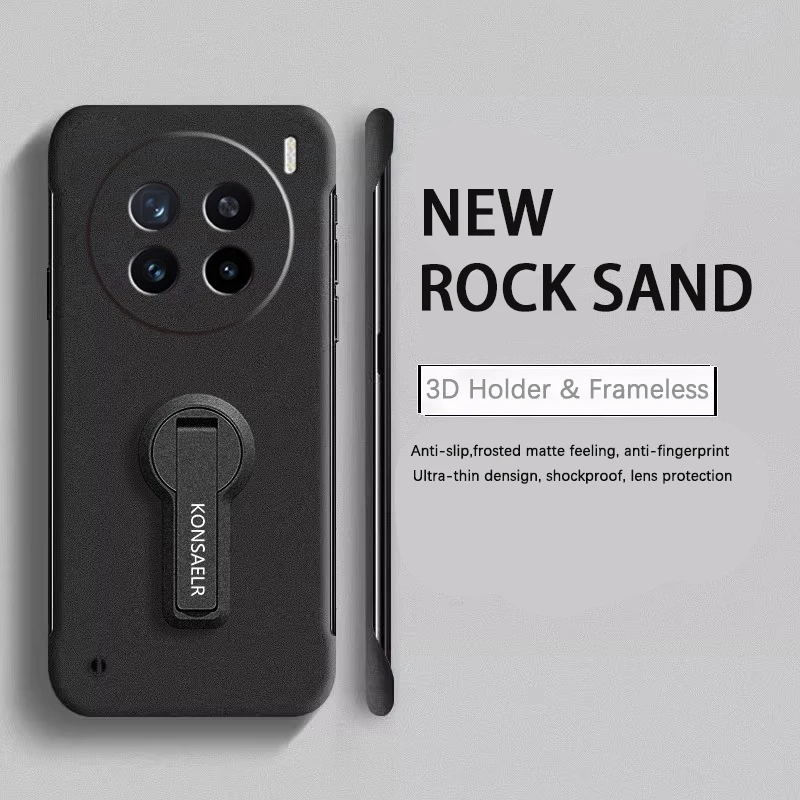 Rock Sand Matte Frosted Thin Rahmenlos Für Vivo X300 X200 Pro Mini X100 X100S Pro Ultra Hard PC Drehen Solide Halter Telefon Fall