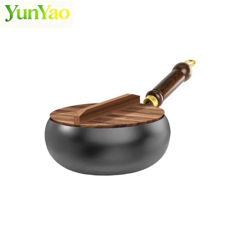 

Traditional Round-Belly Cast Iron Pot, 24CM No Chemical Coating Dutch Oven for Soup Braise Stove