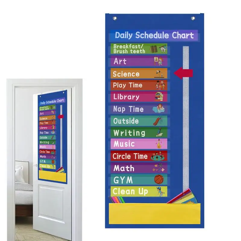 

Kids Daily Schedule Pocket Chart Daily Calendar & Visual Schedule For Kids & Toddlers Education Scheduling Chart For School