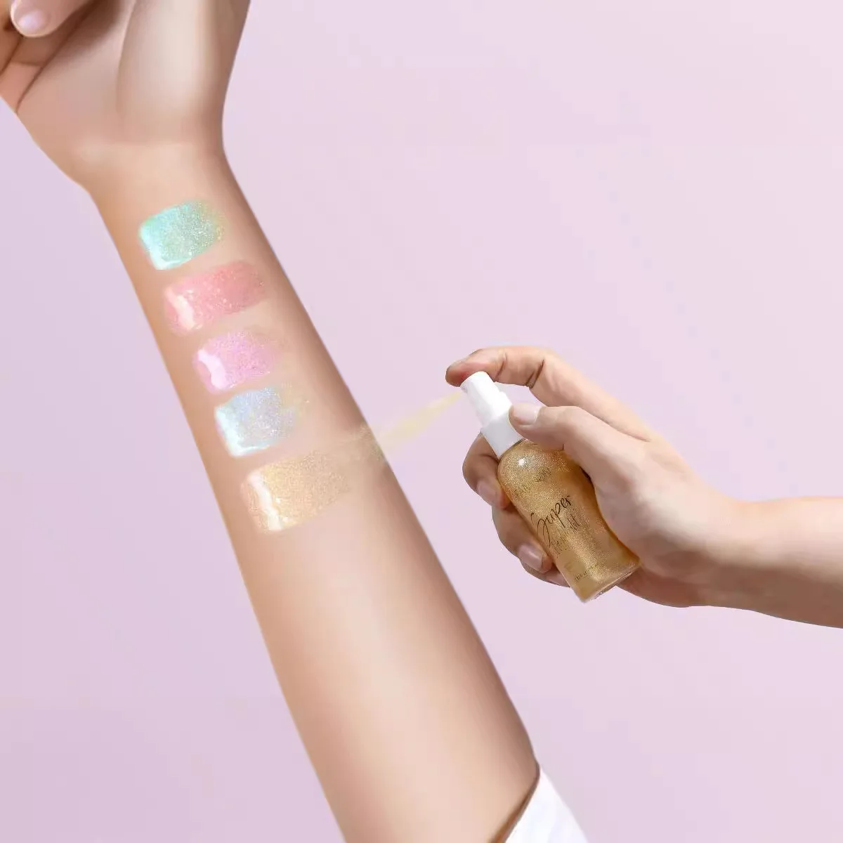 Spray de destaque corporal multicolorido polarizado maquiagem de palco cor brilhante areia movediça cor ouro festival festa