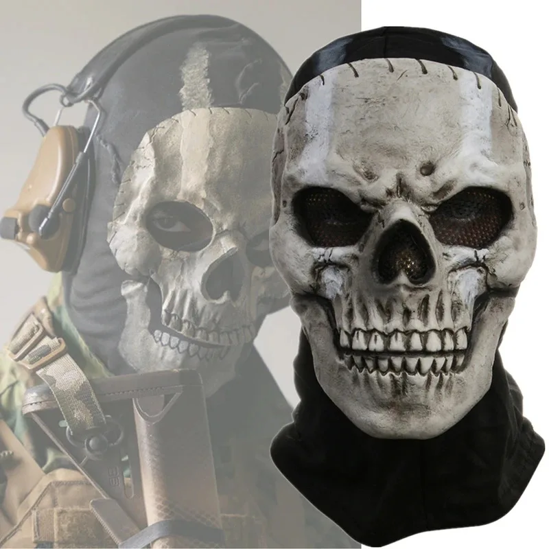 Cafele ร้อนเกม Call of Duty หน้ากากยางสยองขวัญ Ghosts Skull Hood หมวกหมวกกันน็อกคอสเพลย์เครื่องแต่งกายผู้ใหญ่ Unisex ฮาโลวีน Prop