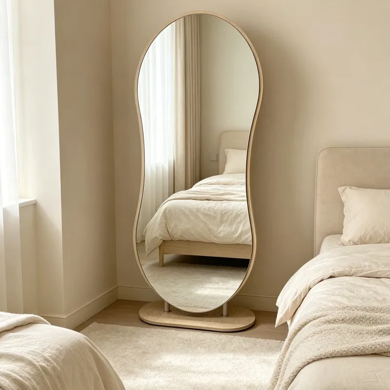 &Oval Nordic Cheap Decorative Mirrors Big Cute Wooden Design Mirrors Full Body Bedroom Princess Specchi Decorativi Home Decor