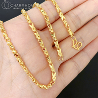 Yellow Gold Color Chain Necklace For Man Women 3mm Fish Shape Chain 22inch Collar Choker Trendy Jewelry Wholesale Party Gifts