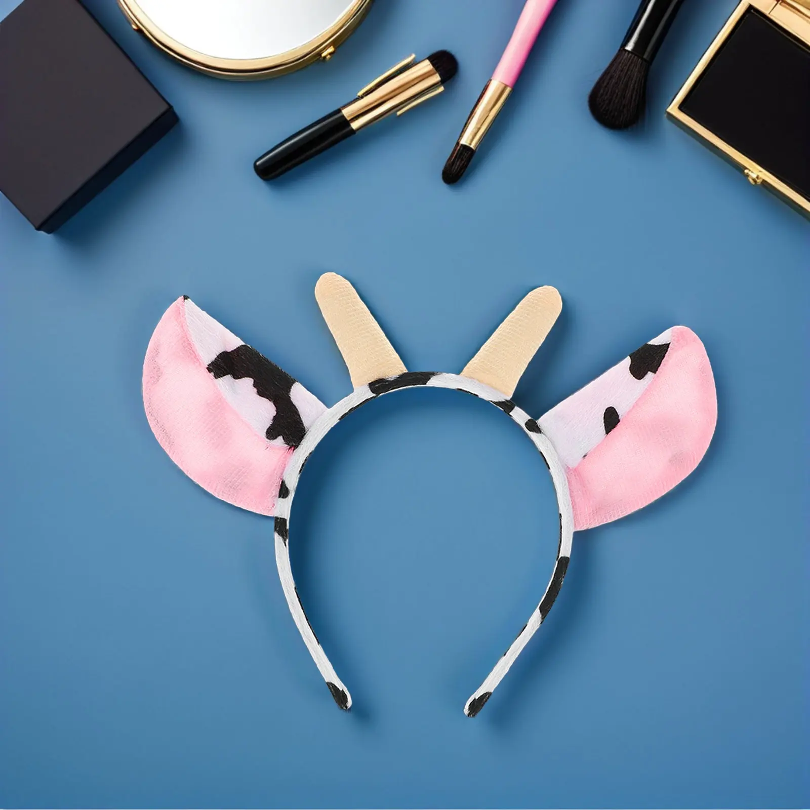 5Pcs Cow Pattern Headband with Ears Horns Farm Animal Costume Hair Hoop for Adults Kids Birthday Halloween Carnival Dress Up