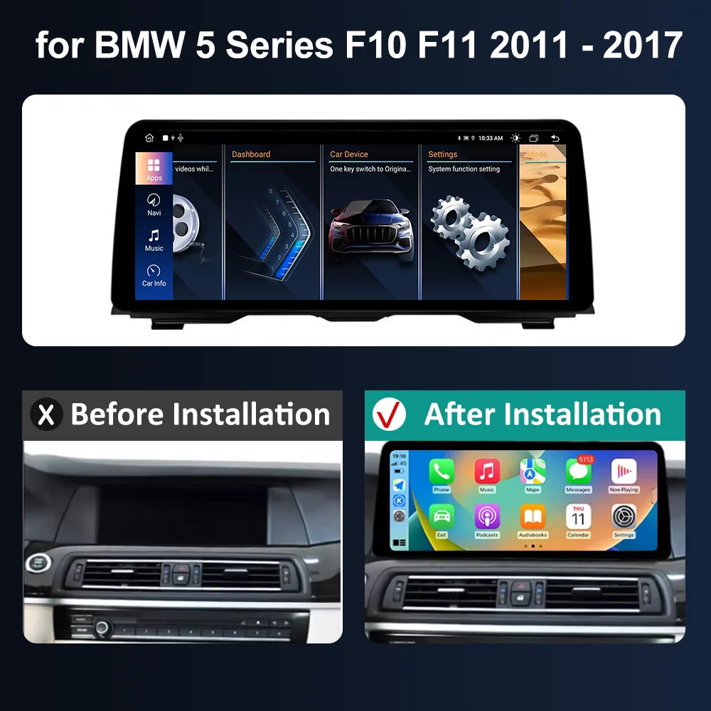 12.3 inch Wireless Carplay Android for BMW 5 Series F10 F11 CIC NBT Car Radio GPS Navigation Head Unit GPS Multimedia Player