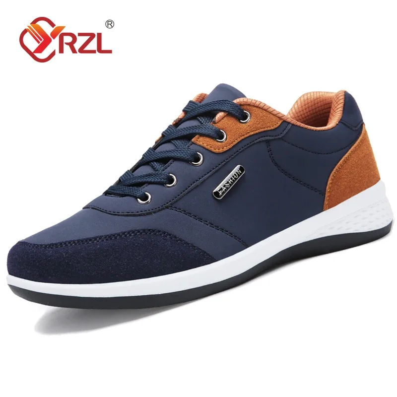 

YRZL Men Shoes Spring Autumn Waterproof Walking Sneakers Leisure Male Leather Sports Shoes Non-Slip Footwear Tennis for Men