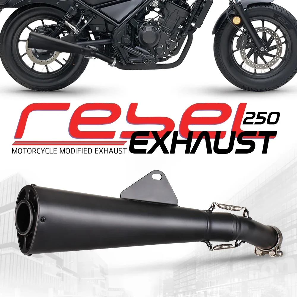 For HONDA Rebel 250 Motorcross Exhaust Escape Moto Mid Pipe Pitbike Motorcycle Muffler Slip-on Stainless Steel Modified Connect