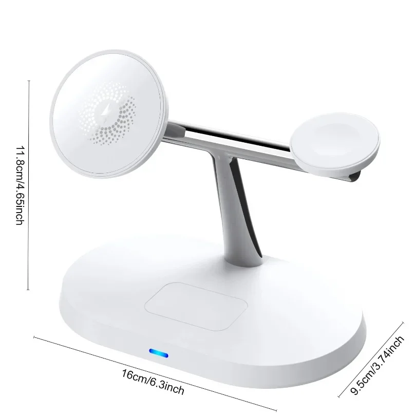 30W 3 in 1 Magnetic Wireless Charger Stand For Magsafe iPhone 16 15 14 13 12 Apple Watch 8 7 6 Airpods Pro Fast Charging Station image 6