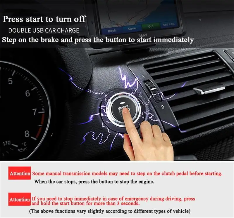 Universal Automatic Keyless Entry System Car Start and Stop Buttons Keychain Kit Central Door Lock with Remote Control