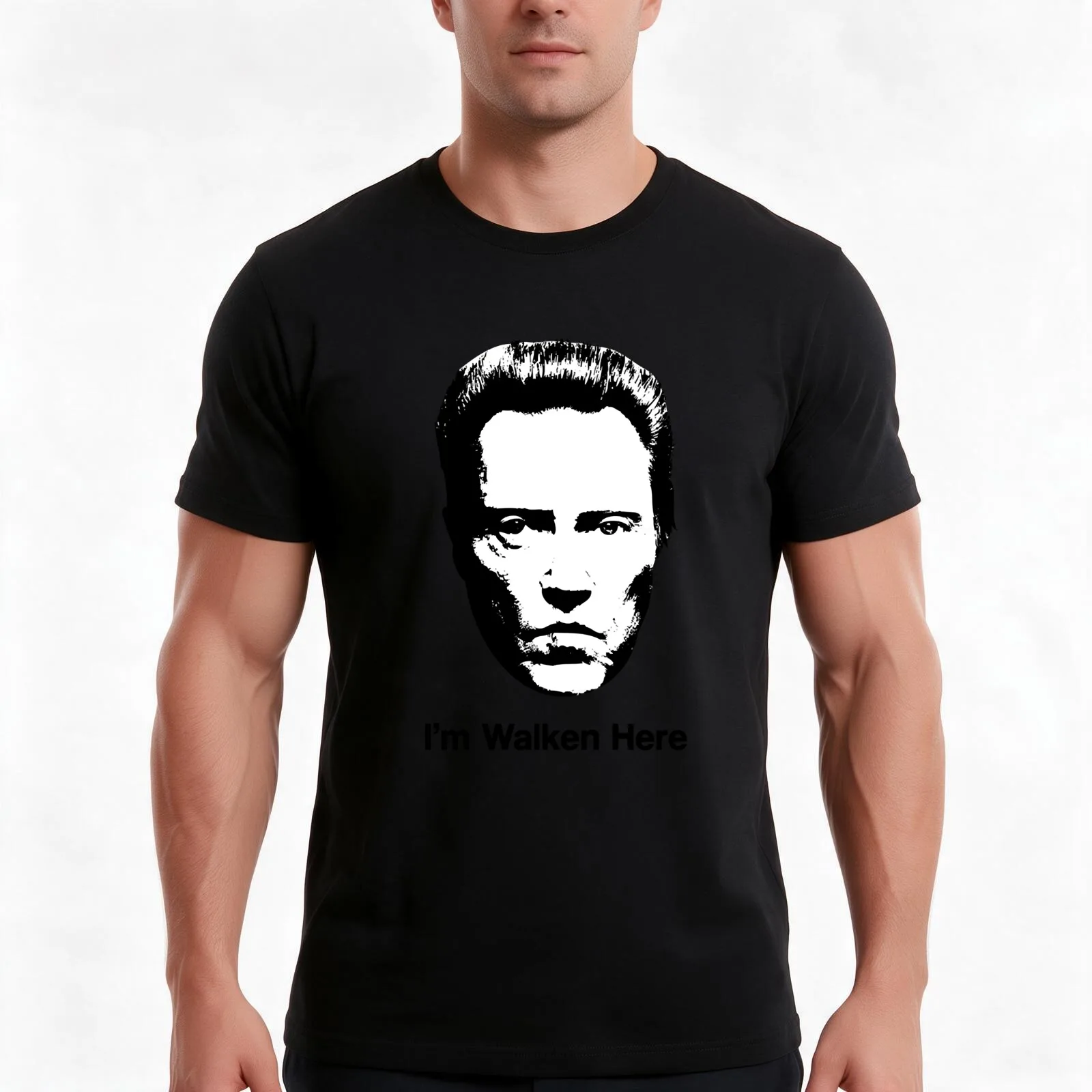 Day Gifts Christopher Walken movie I'm Walken Here T-Shirt, Summer Casual Cotton Tee, Oversized Streetwear Tops, 100% Cotton
