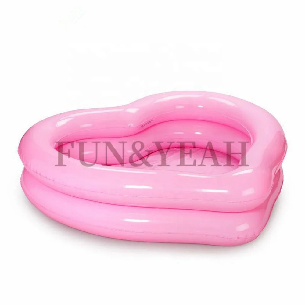 Coofull Hot Selling Inflatable Clear Pink Heart-shaped Swimming Pool Children Adult Water Float Inflatable Bathtub