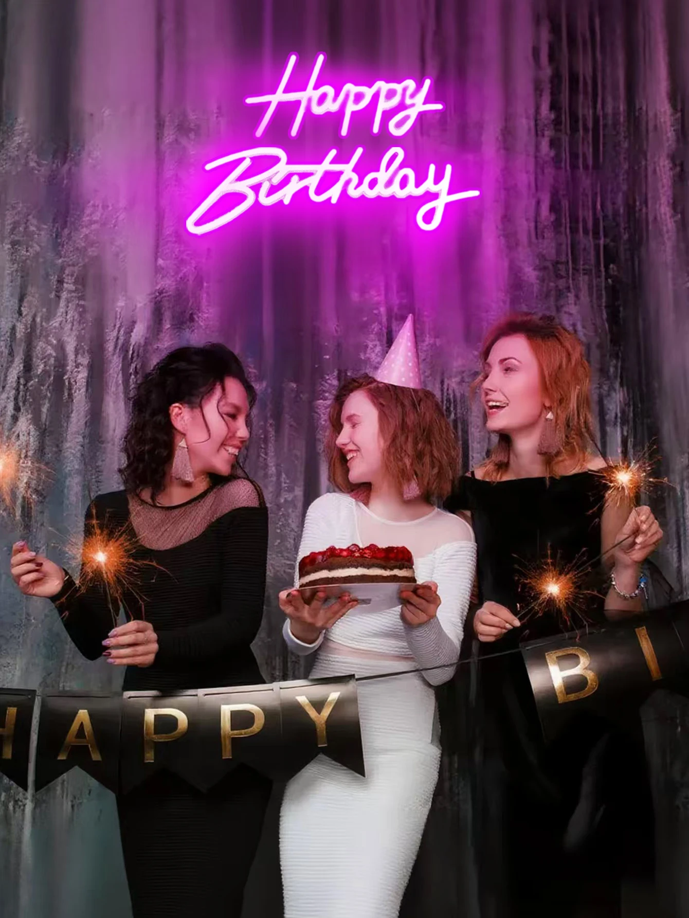 لافتة ديكور نيون LED لحفلات أعياد الميلاد - ضوء حروف يعمل بمنفذ USB، مناسبة لكشك الصور المفاجئة لمهرجان النادي المنزلي