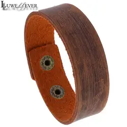 Retro Make Old 040 Real Genuine Leather Bangle Bracelet Charm Jewelry For Women Men Gift 23cm