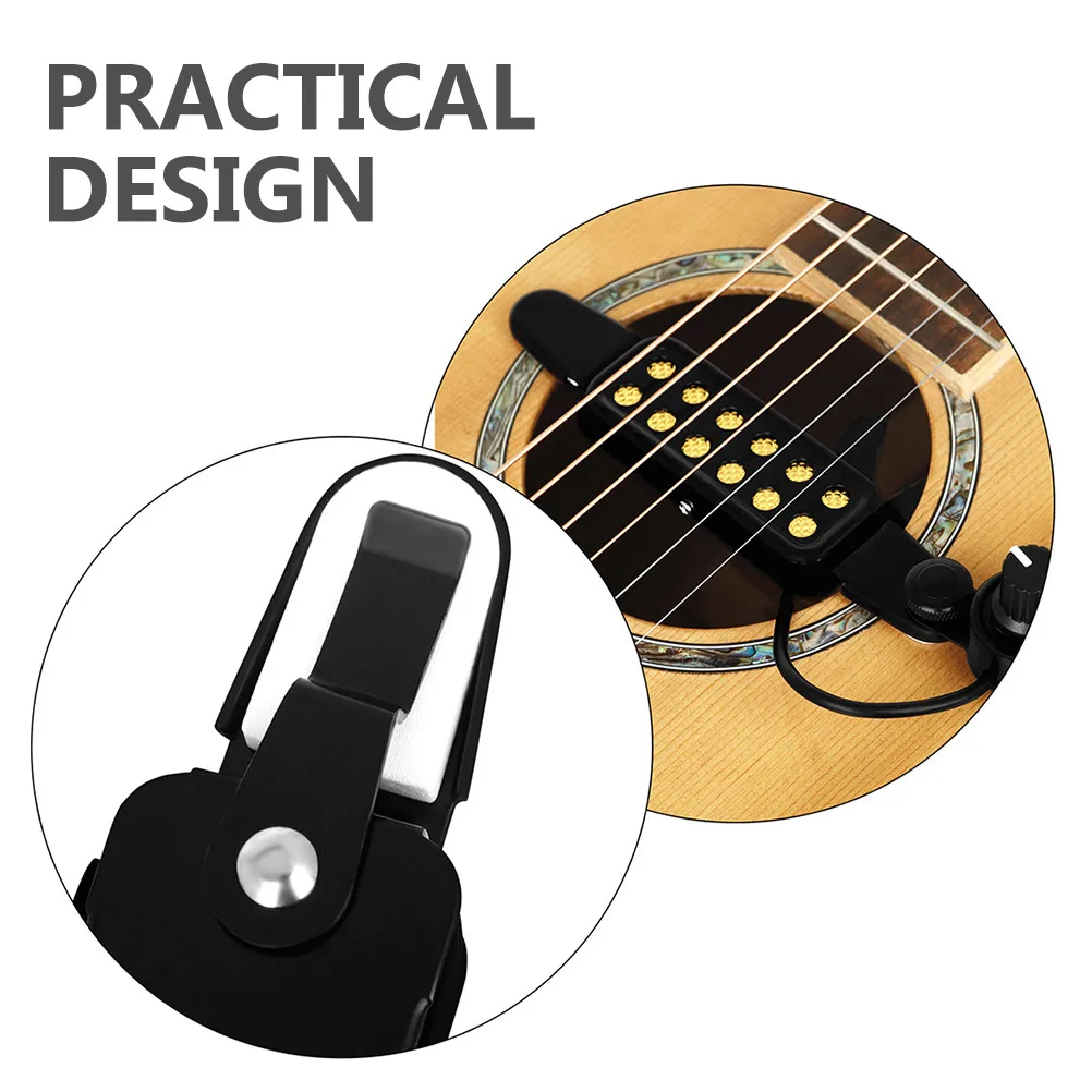

Acoustic Guitar Pickup Non Drilling Magnetic Transducer 3m Cable Black Gold Wooden Accessories pickup folk building for acoustic