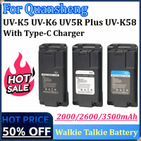 New 7.4V 2000/2600/3500mAh Walkie Talkie Thicker Battery for Quansheng UV-K5 UV-K6 with Type-C Charger UV5R Plus UV-K58 Battery