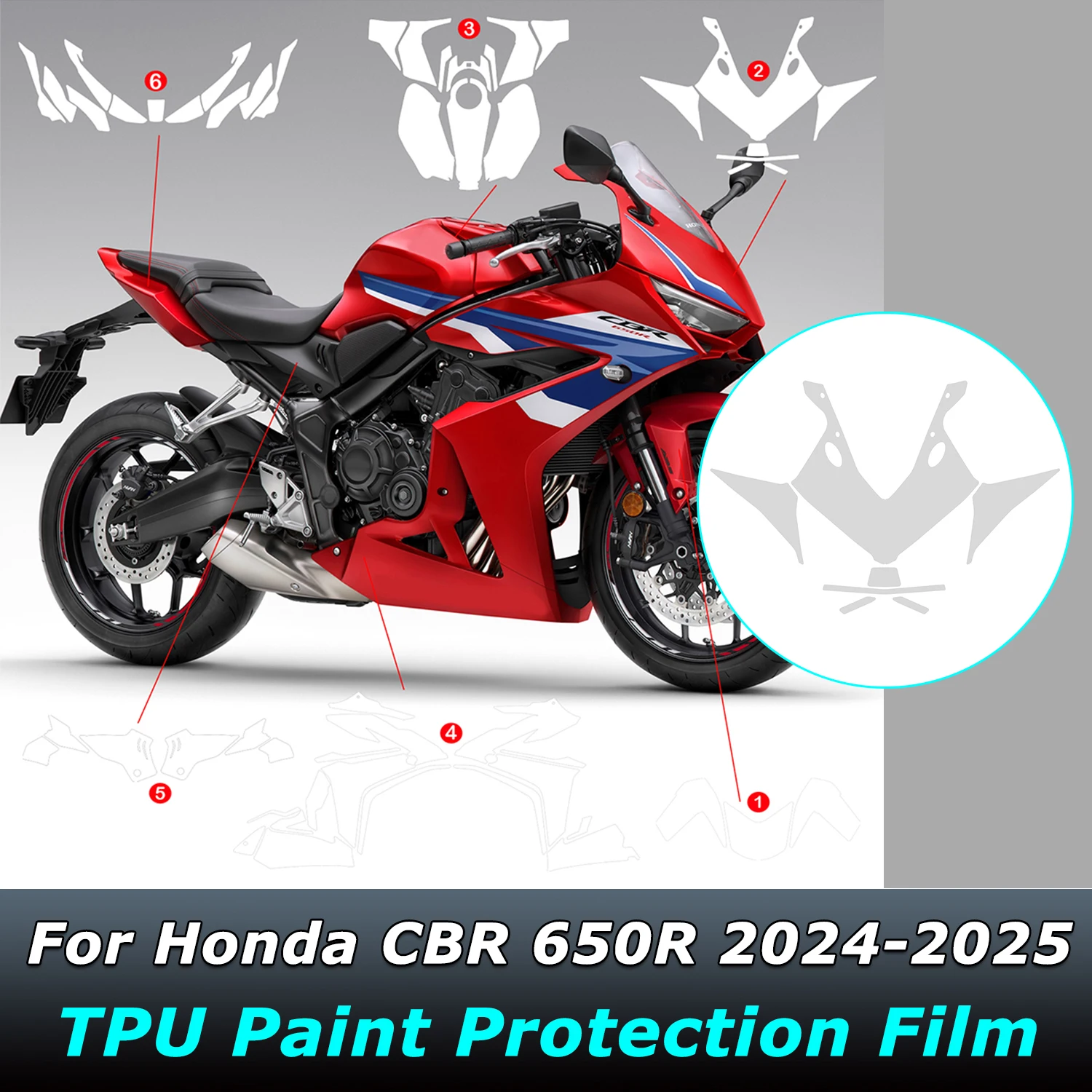 For Honda CBR650R CBR 650R 2024-2025 TPU PPF Motorcycle Paint Protection Film Full Body Kit Tank Fairing Clear Self-Healing Wrap