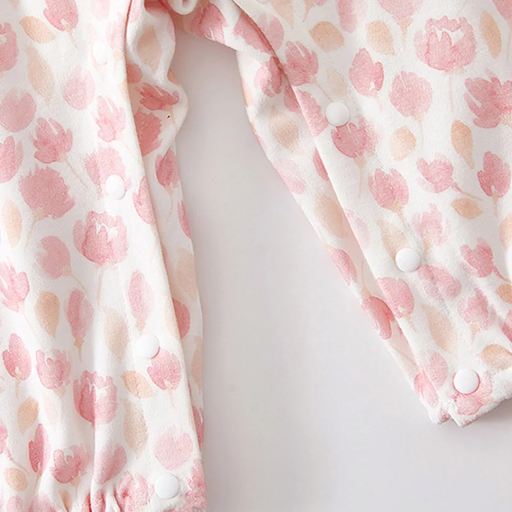 عيد الشكر طفلة رومبير طويلة الأكمام القطن الأزهار الرضع بذلة الأميرة الخريف بوتيك ملابس الطفل