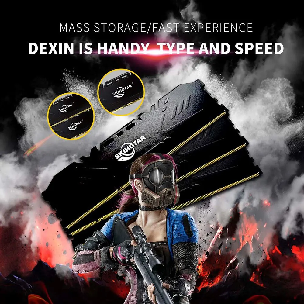 SKIHOTAR DDR4 Desktop Ram 16GB 8GB 2666MHZ 3200MHz Desktop Gaming Memory Support Motherboard DDR4 Memory