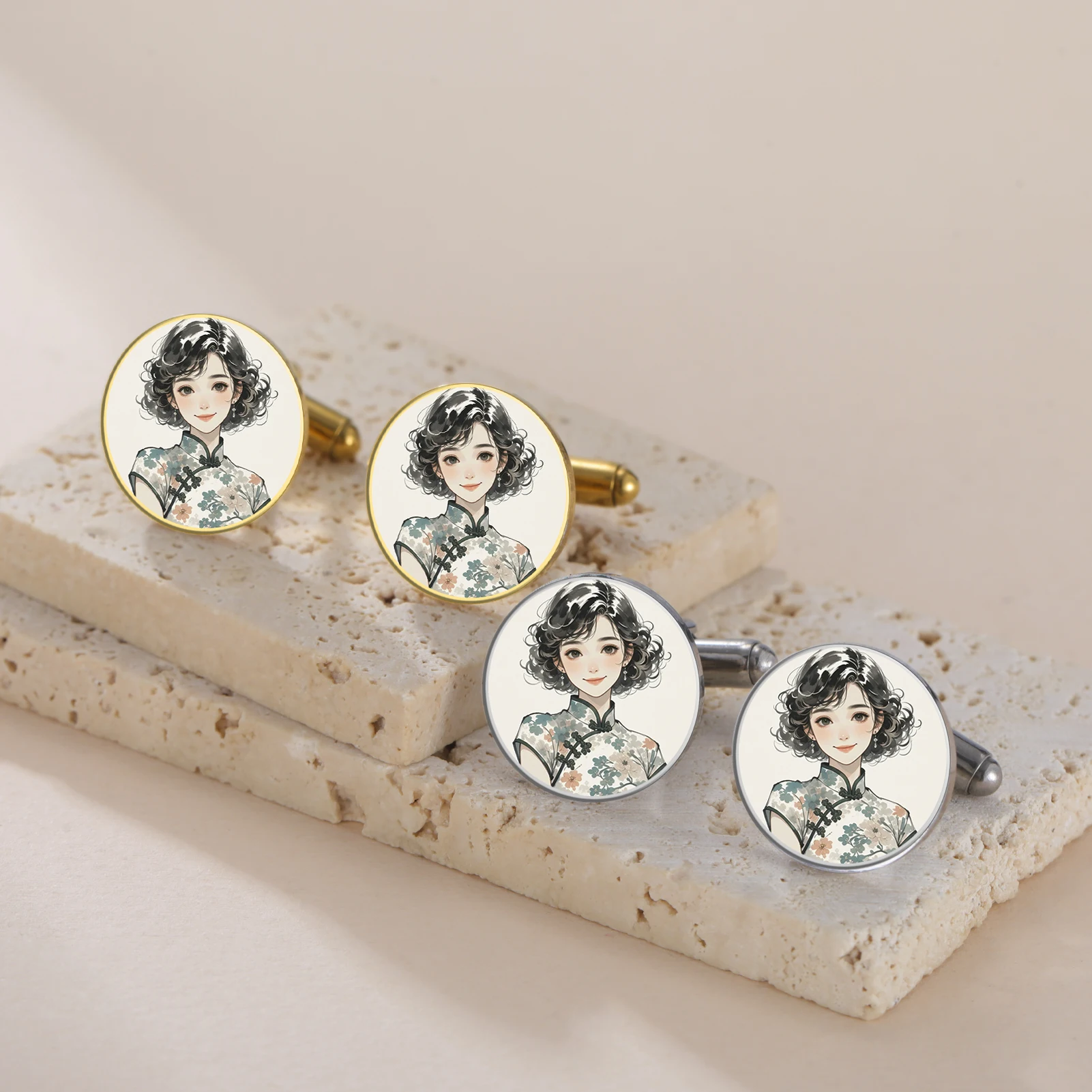 

Amaxer Personalized Custom Photo Cufflinks for Mens Shirt Cufflinks Custom Portrait Cuff Links Picture Memorial Gift for Men