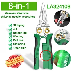 LAOA Electrician's pliers, multi-function wire stripper, 8-in-1 stainless steel needle-nose pliers with electrical measurement f