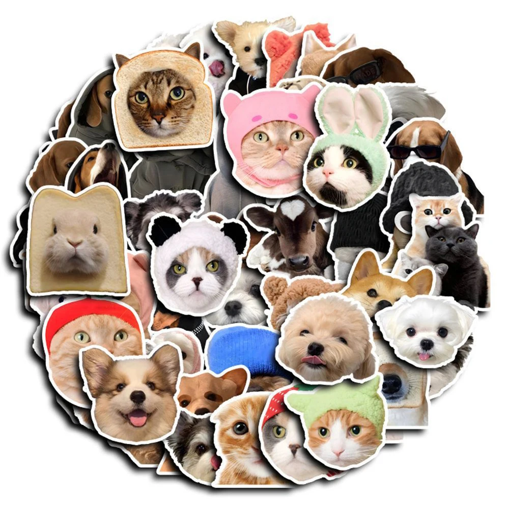 10/30/50pcs Funny Cat Dogs Meme Stickers Kawaii Kids Decals Toys Graffiti Luggage Laptop Phone Stationery Cute Cartoon Sticker