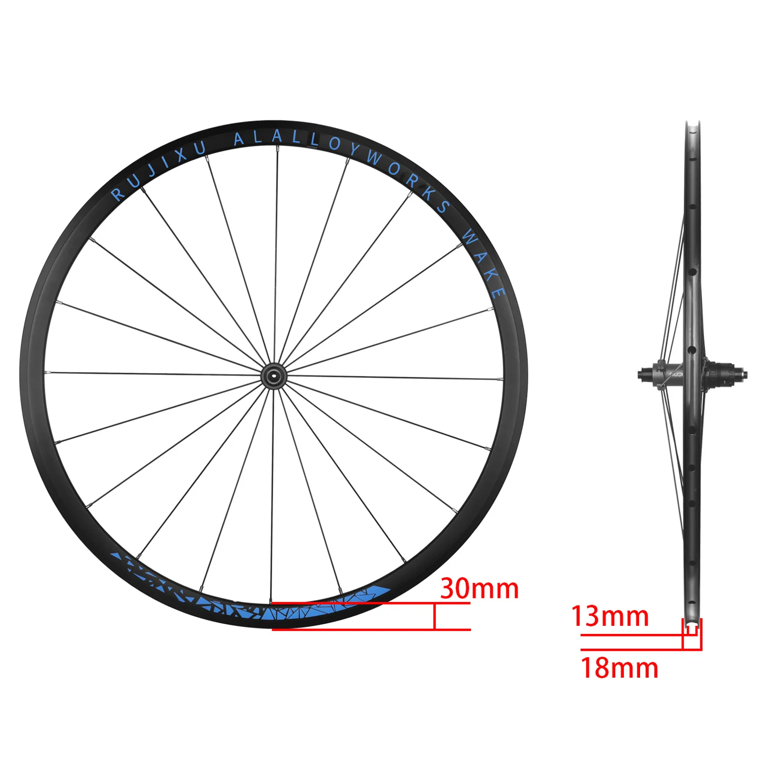 

RUJIXU Bicycle - Bicycle wheel with V-shaped brake disc, 700C carbon fiber hub bicycle wheelset for road cycling.