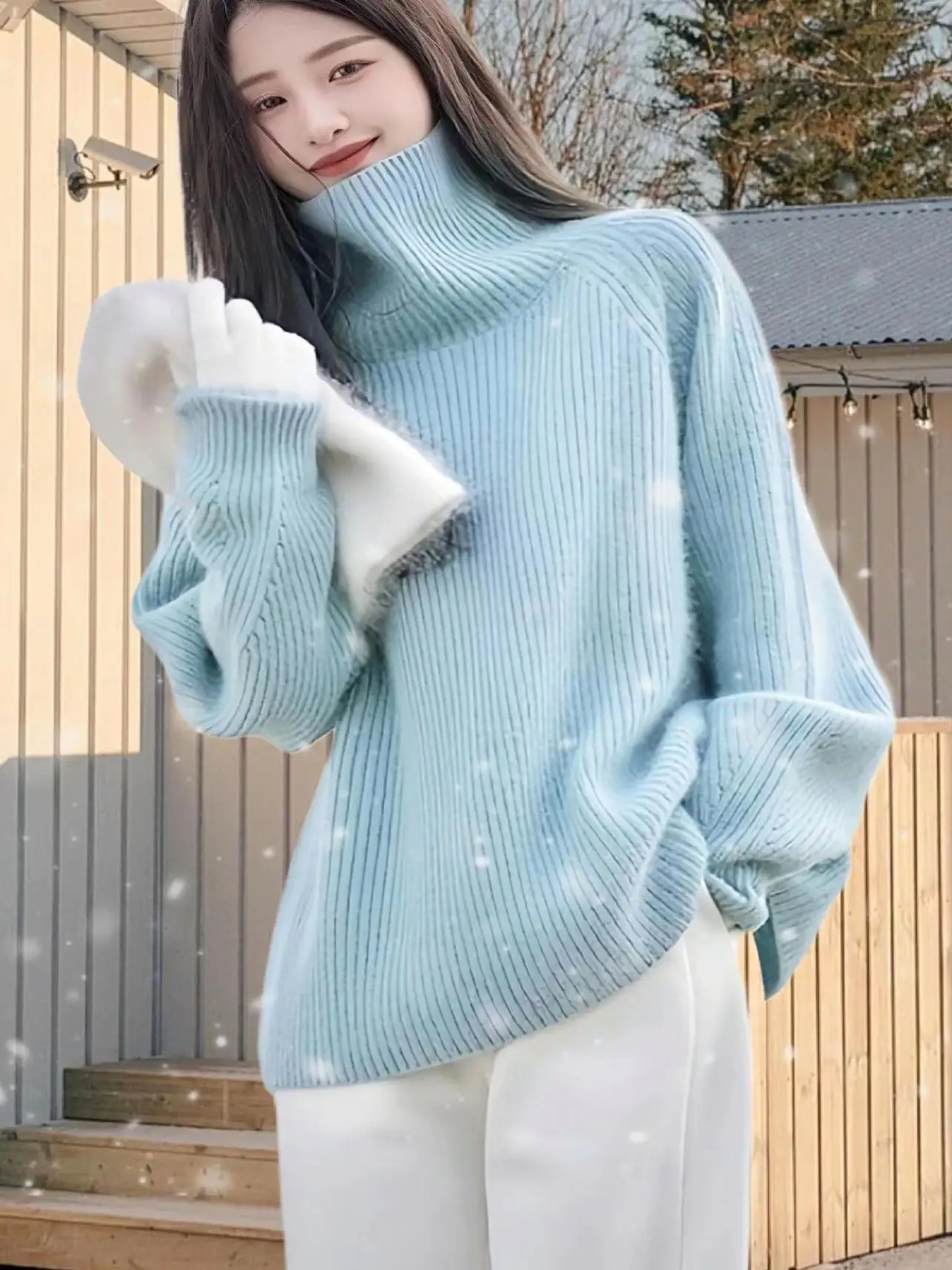 Thiened Long Sve High Collar Soft Cozy Simple Sli Knitted Sweater Base Layer Autumn Winter Lazy Sle Very Attractive