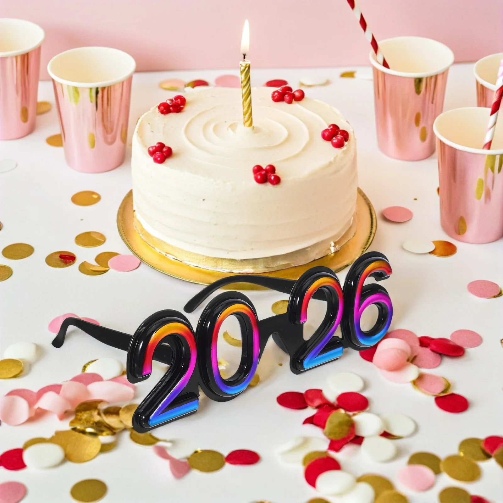 

2026 Glasses New Year Eyewear Funny Sunglasses Celebration Photo Prop Party Supplies Durable Material Lightweight Retro Design