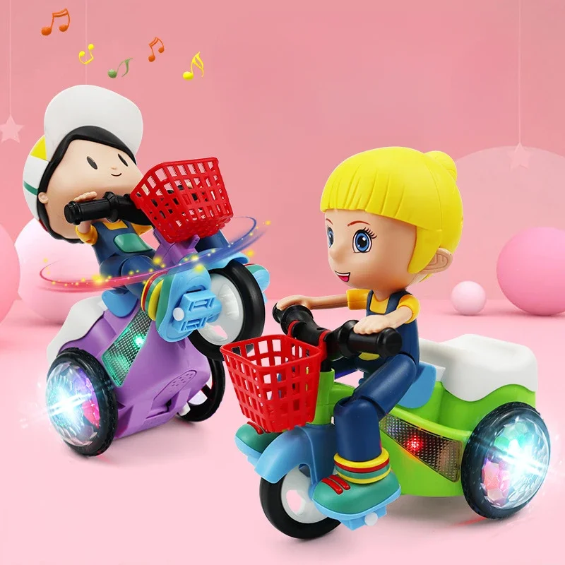 Stunt triciclo rotativo dança brinquedo universal bicicleta elétrica luzes coloridas música carro de brinquedo presentes masculinos e femininos