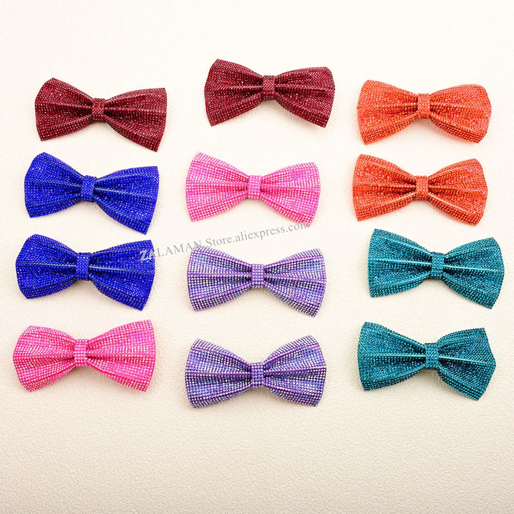 

4 Inches New Color Design Coloful Crystal Rhinestone Bow Patch Appliques Sewing in Ladies Shoes Bag Hair Clip Wedding Decoration