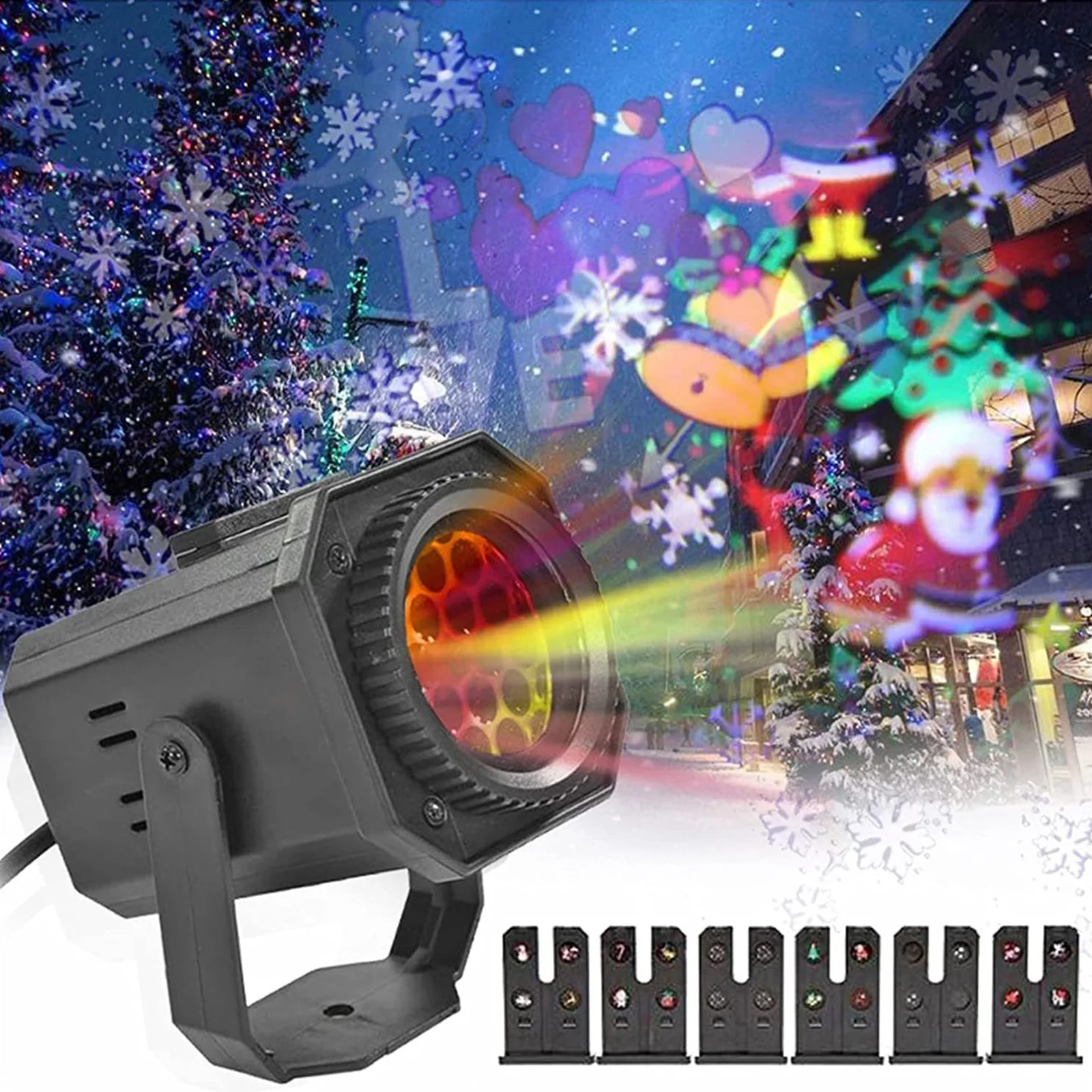 

LED Christmas Laser Stage Lights Projector Lamp 6 Pictures Pattern Holiday Snowflake Light For Holloween Christmas Decoration