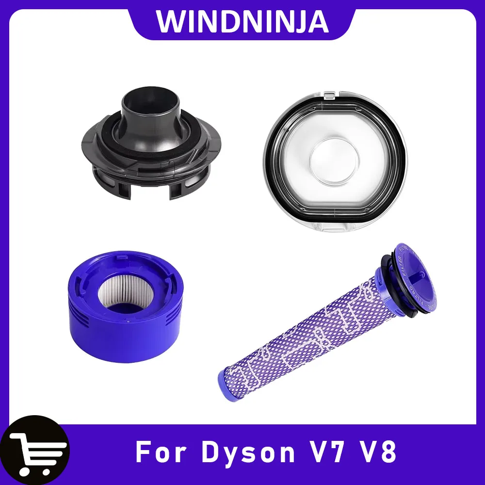 Accessories for Dyson V7 V8 Vacuum Cleaner Hepa Post Filter Pre Filter Motor Back Cover Dust Container Lid Sealing Ring Filter