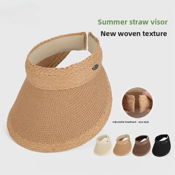 Sommerlicher Outdoor-Reise-Sonnenschutzhut für Damen, stilvoller, vielseitiger Strohhut mit breiter Krempe, UV-Schutz, atmungsaktiver Sombrero, coole Mütze