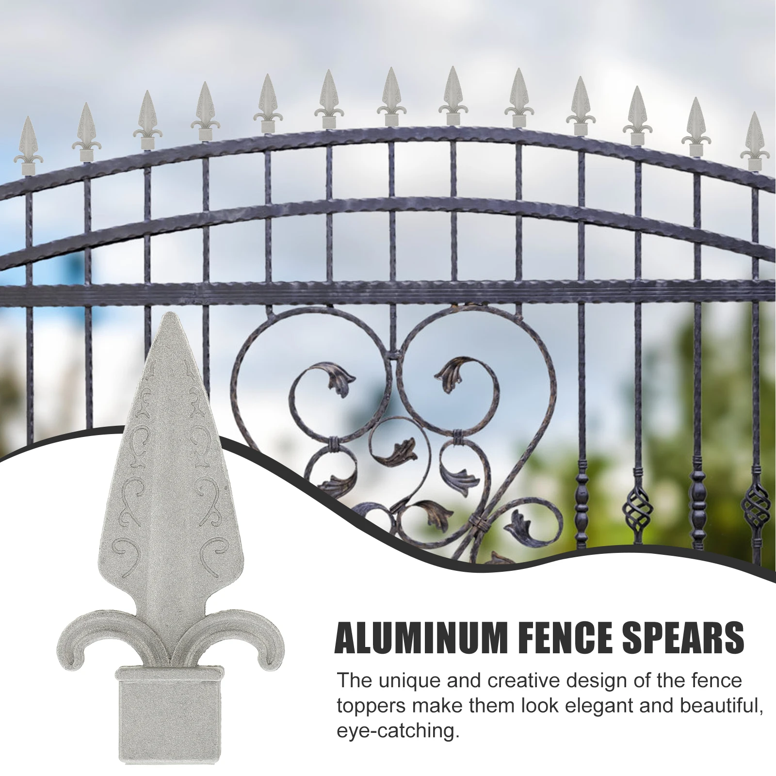 

10pcs Fence Finials Aluminum Durable Outdoor Topper Replacement Galvanized Garden Decorative Metal Head Fence Supply
