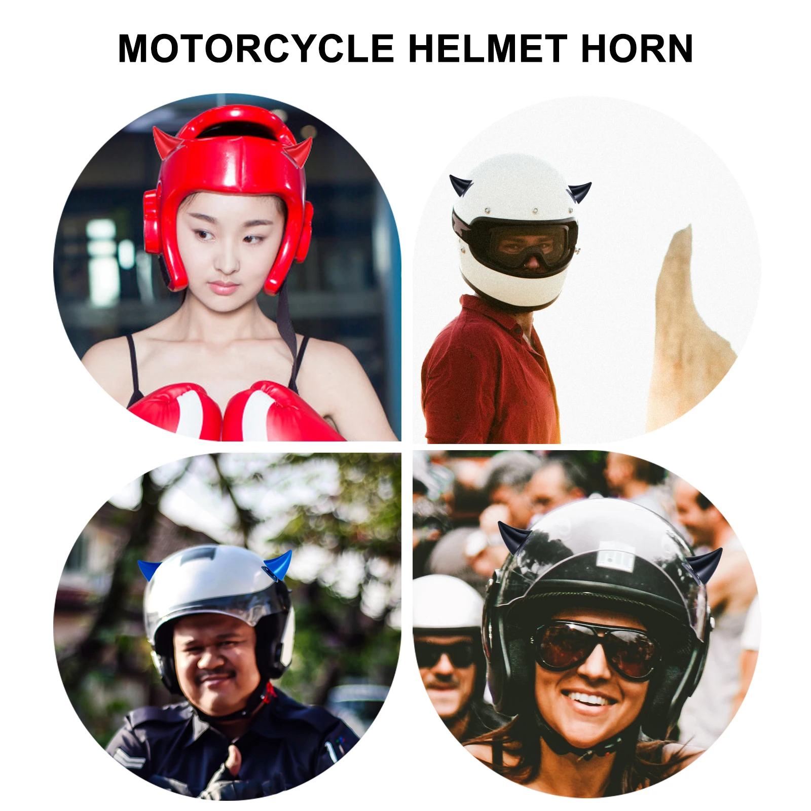 

6pcs Motorcycle Horns Decorations Black Red Dark Blue Suction Cup Plastic Ornaments Accessories Riding Helmets