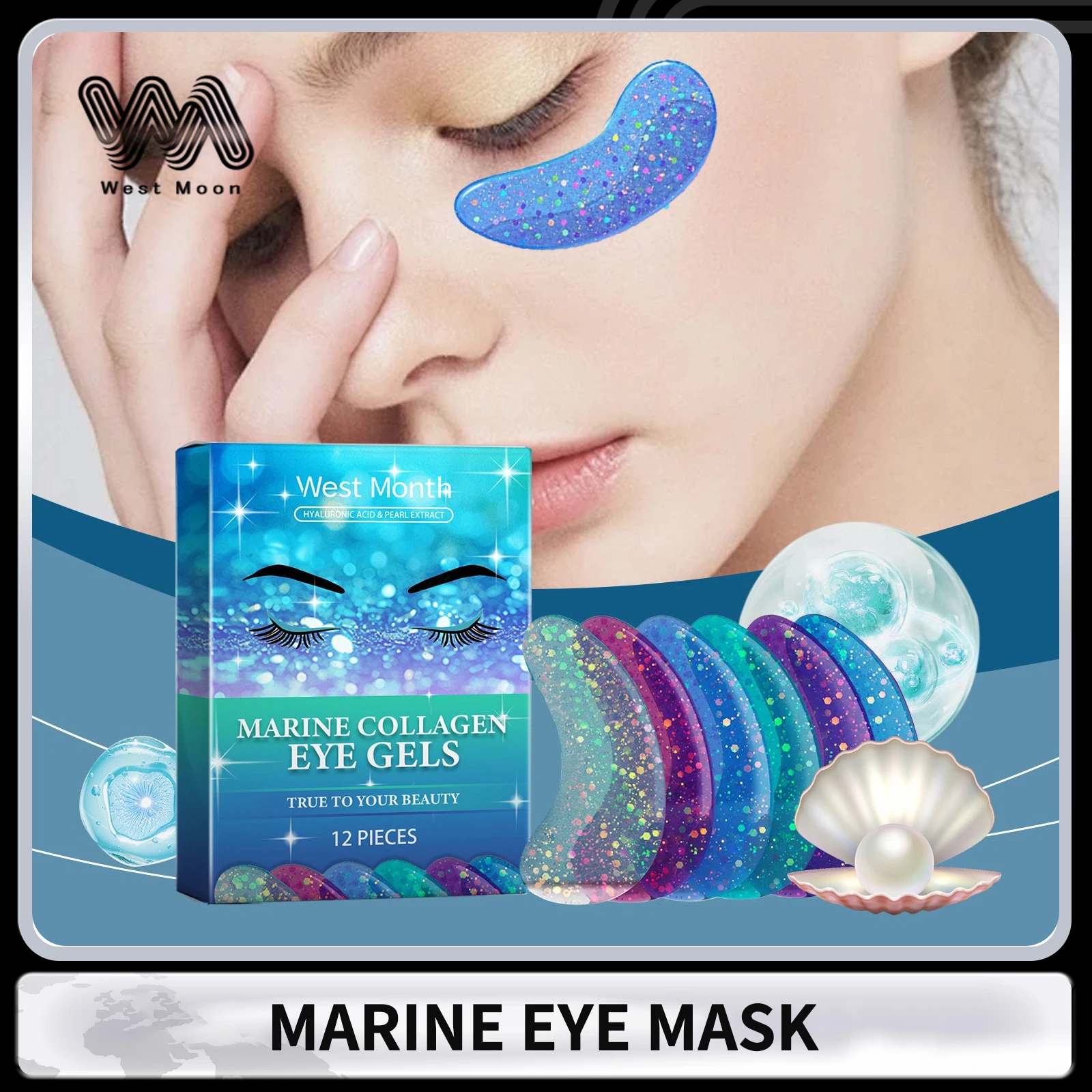 

Marine Collagen Eye Mask Eye Bags Removal Dark Circles Nourishing Moisturizing Eye Skin Fade Fine Lines Lifting Eye Patch 12PCS