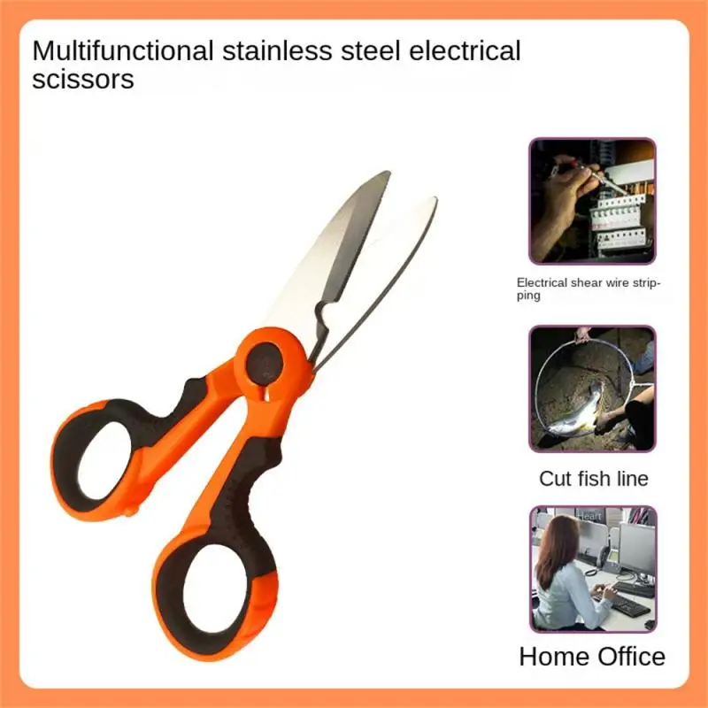 New High Carbon Steel Scissors Household Shears Tools Electrician Scissors Stripping Wire Cut Tools for Fabrics, Paper and Cable